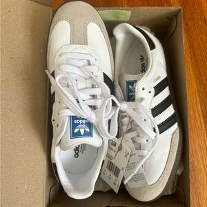 Adidas Samba White and Black Leather Sneakers